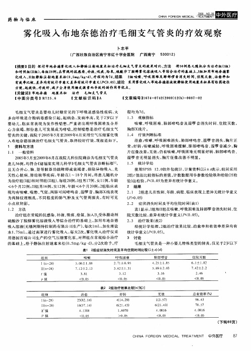 雾化吸入布地奈德治疗毛细支气管炎的疗效观察