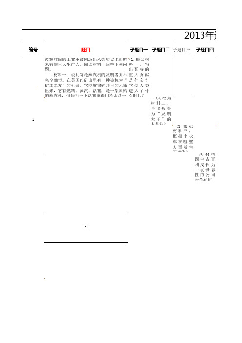 2013年辽阳市中考历史客观试题