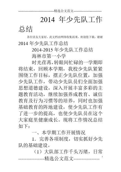 2014年少先队工作总结