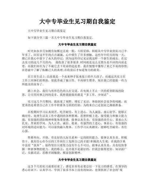 大中专毕业生见习期自我鉴定