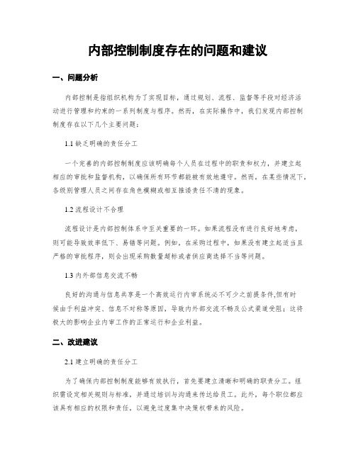 内部控制制度存在的问题和建议