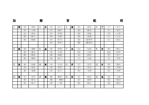 语文一年级加偏旁组字再组词