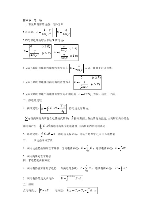 大学物理常用公式电场磁场热力学