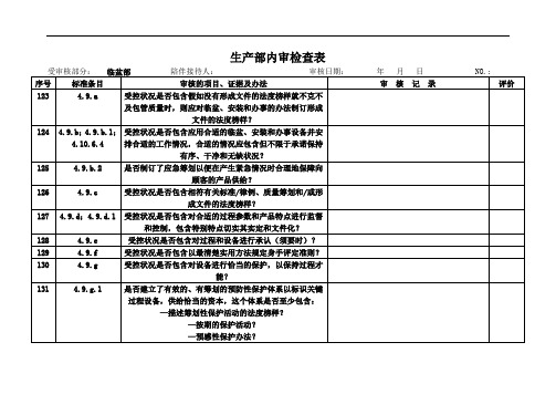 生产部内审检查表