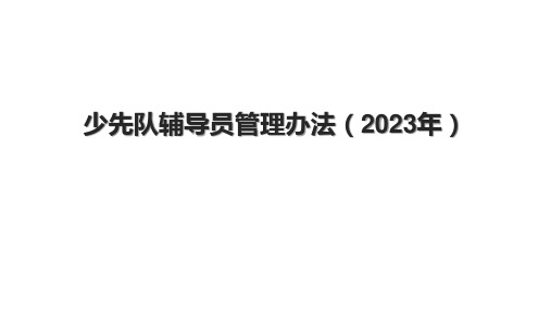 少先队辅导员管理办法(2023年)