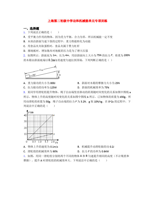 上海第二初级中学功和机械能单元专项训练