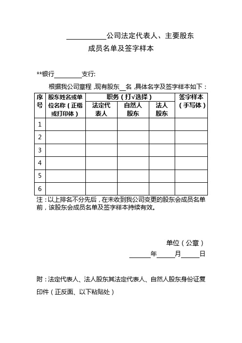 公司法定代表人签字样本