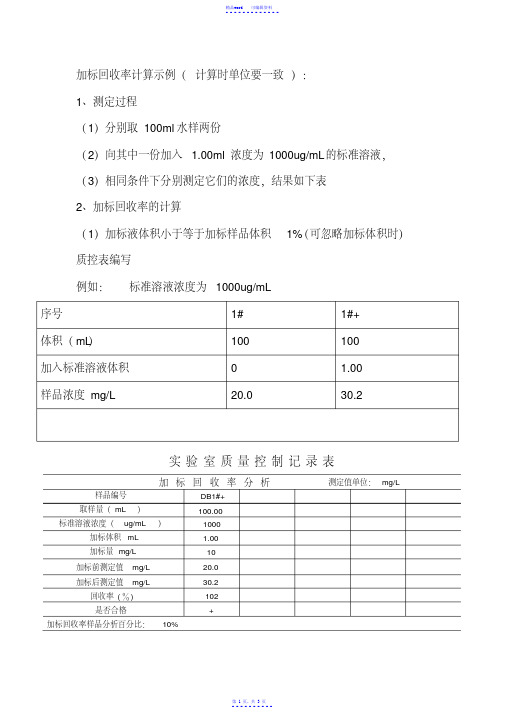 加标回收率计算示例（精华）