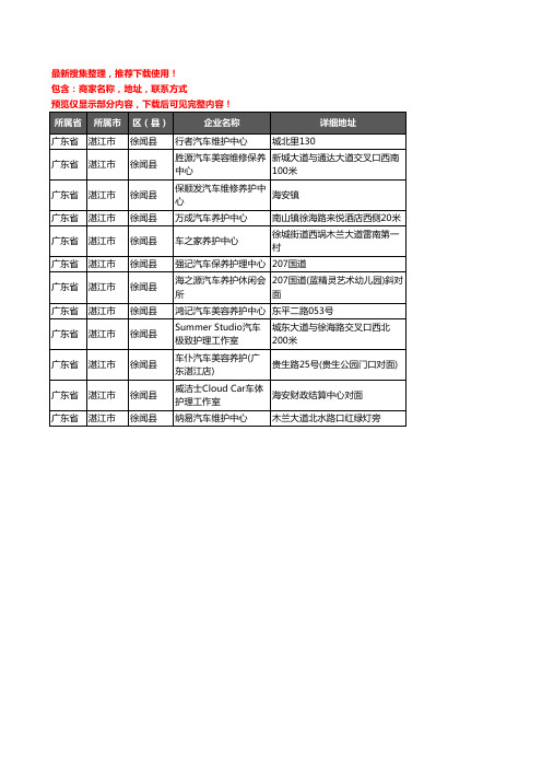 新版广东省湛江市徐闻县汽车保养企业公司商家户名录单联系方式地址大全12家