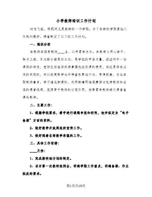 小学教师培训工作计划（五篇）