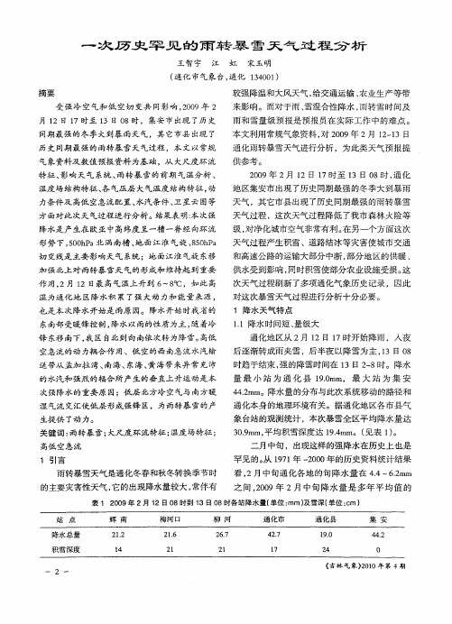 一次历史罕见的雨转暴雪天气过程分析