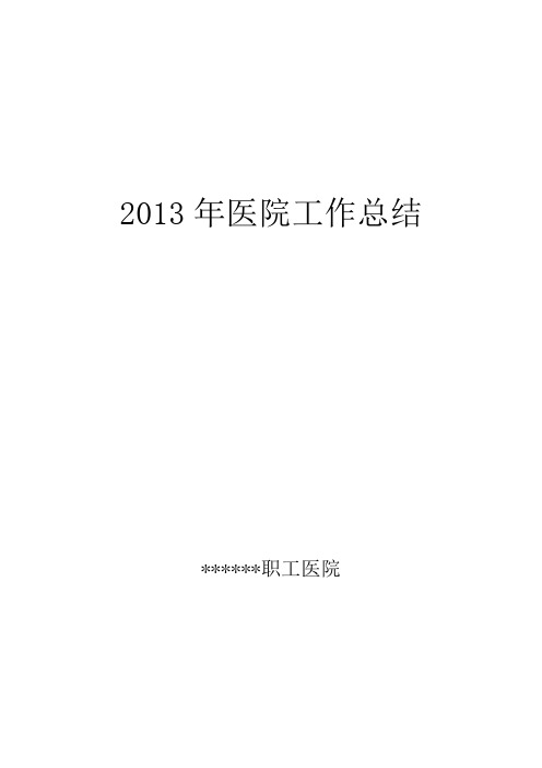 2013年医院工作总结