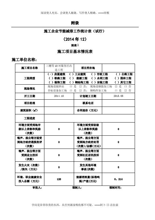 节能减排统计表