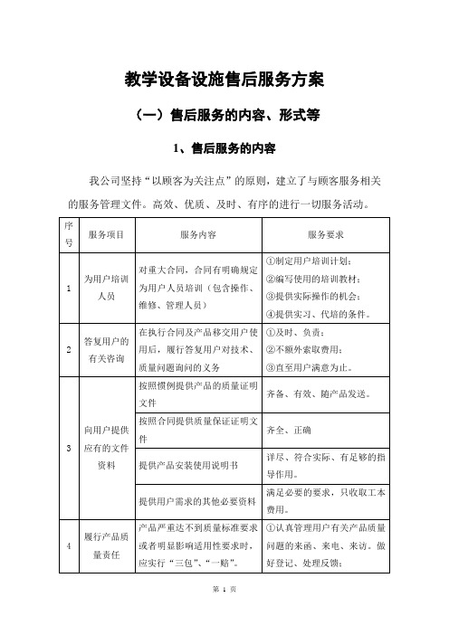 教学设备设施售后服务方案