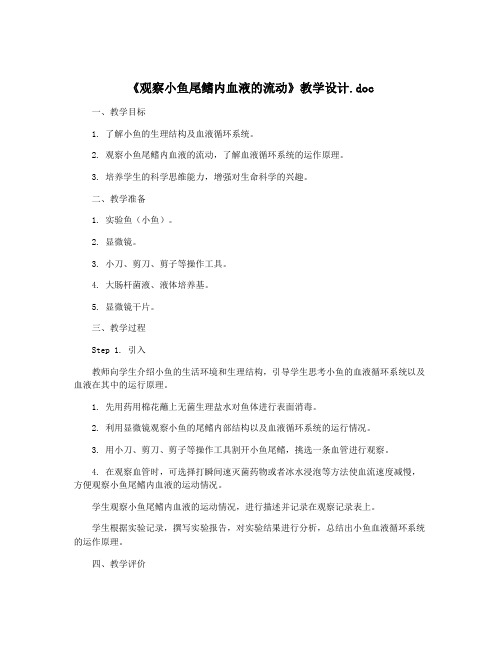 《观察小鱼尾鳍内血液的流动》教学设计.doc