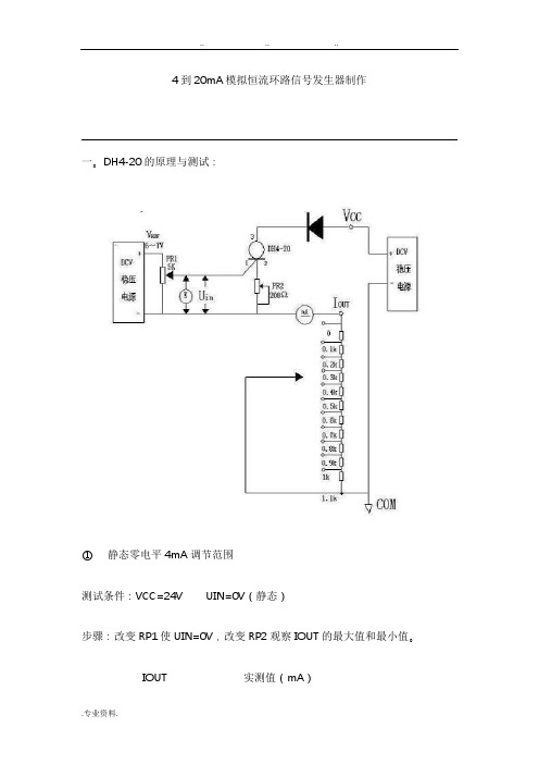 4到20mA模拟恒流环路信号发生器制作