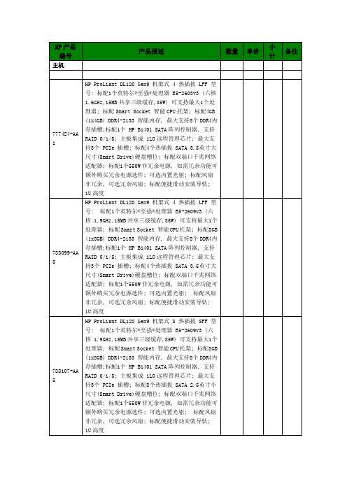 HP- DL120系列服务器详细配置