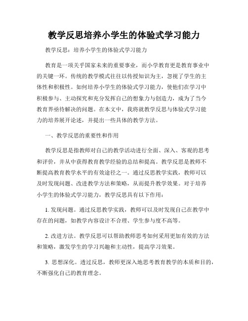 教学反思培养小学生的体验式学习能力