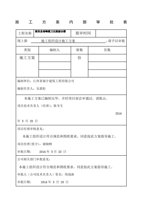 施工方案内部审批表