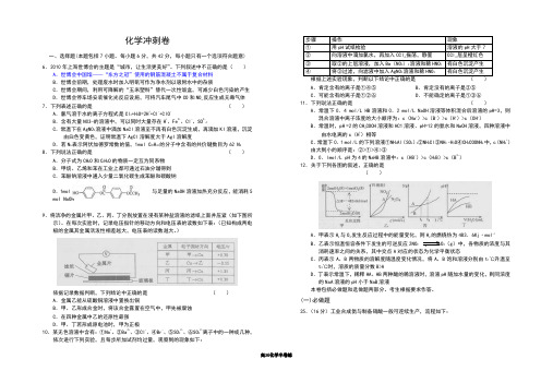 2012届高三化学理综部分试题