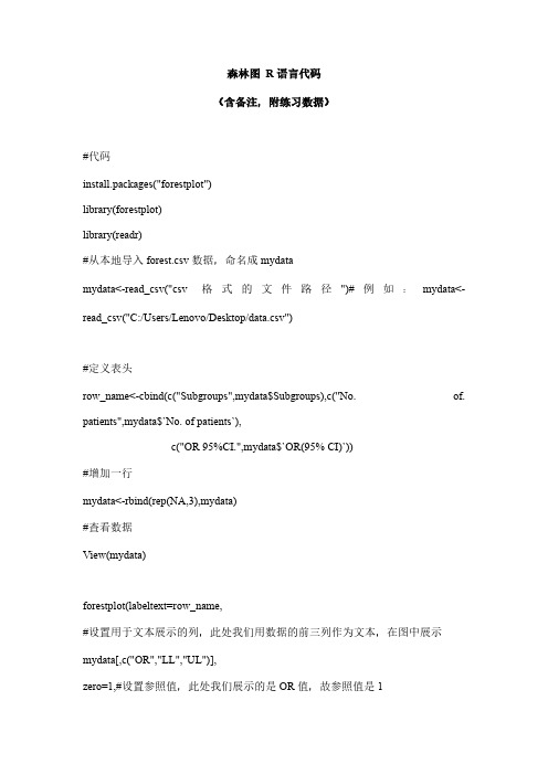 森林图-R语言代码-(含备注-附练习数据)