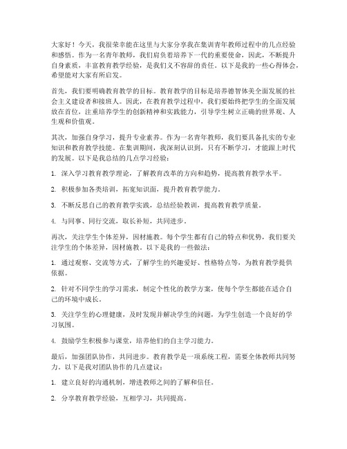 集训青年教师经验交流发言稿