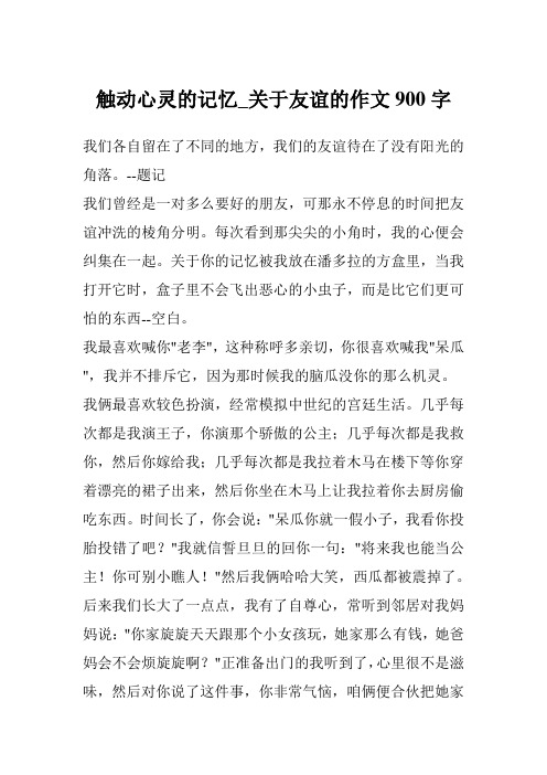 触动心灵的记忆_关于友谊的作文900字