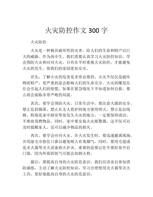 火灾防控作文300字