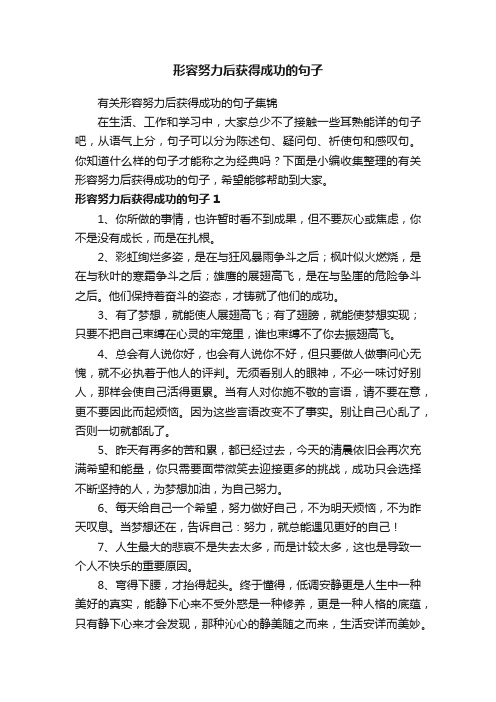 有关形容努力后获得成功的句子集锦