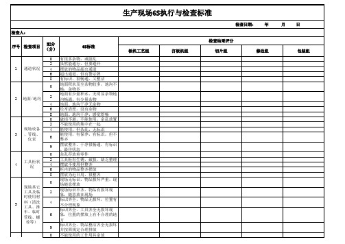 生产现场6S执行与检查标准