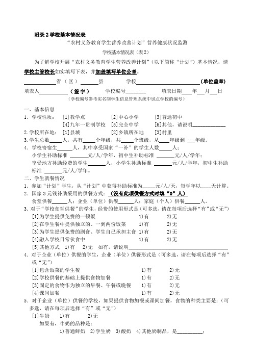 学生营养监测表格