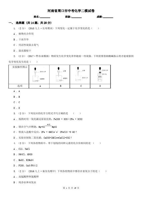 河南省周口市中考化学二模试卷