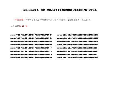 2019-2020年精选一年级上学期小学语文专题练习题期末真题模拟试卷(16套试卷)