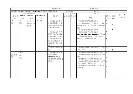 质量、环境、职业健康三体系通用检查表三体系审核通用检查表