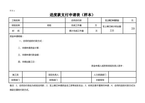 进度款支付申请表样本