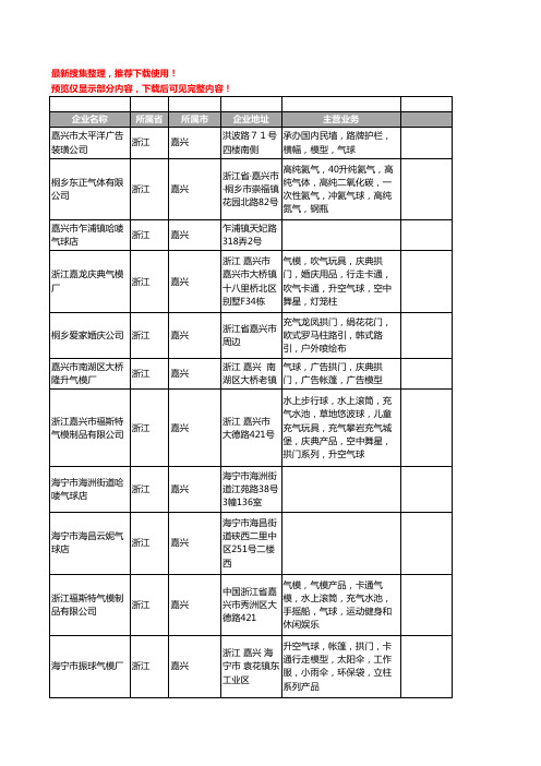 新版浙江省嘉兴气球工商企业公司商家名录名单联系方式大全14家