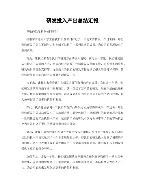 研发投入产出总结汇报