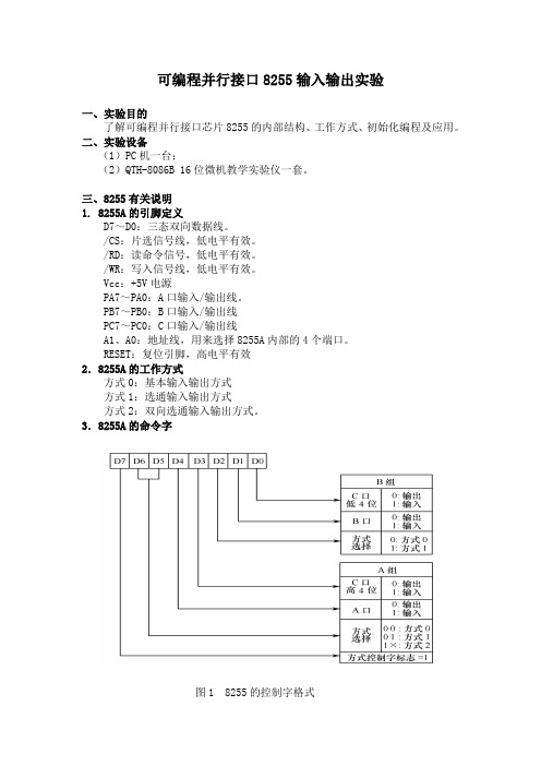 可编程并行接口8255输入输出实验