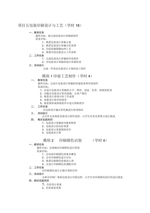 《包装设计》项目五 包装印刷设计与工艺