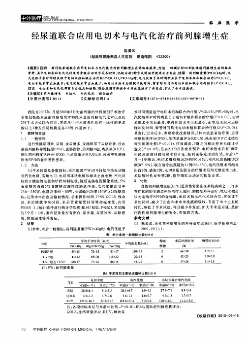 经尿道联合应用电切术与电汽化治疗前列腺增生症