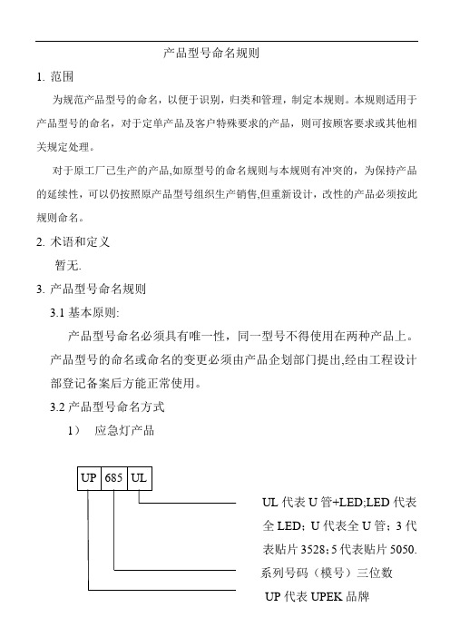 产品型号命名规则【范本模板】