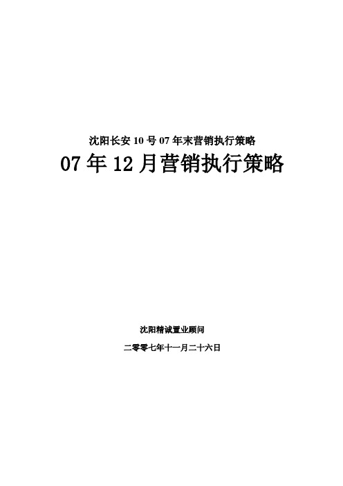 沈阳长安10号07年末营销执行策略