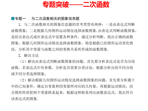 专题突破——二次函数 北师大版数学九年级下册