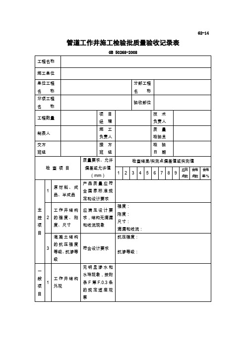 G2-14 管道工作井施工检验批质量验收记录