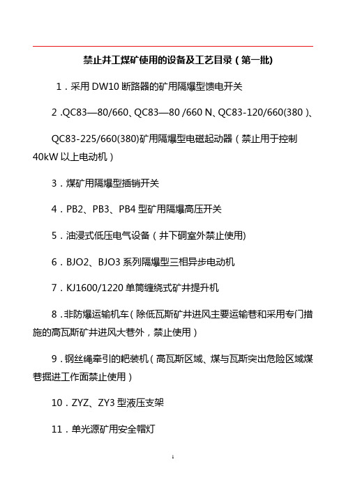 煤矿淘汰机电设备一、二、三批汇总