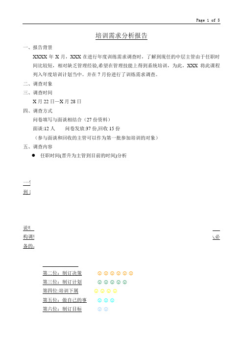 培训需求分析报告模板