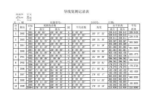 全站仪测量记录表