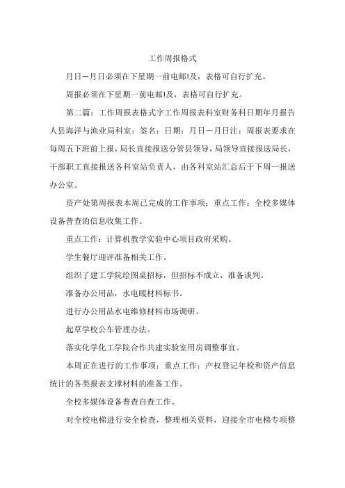 工作周报格式