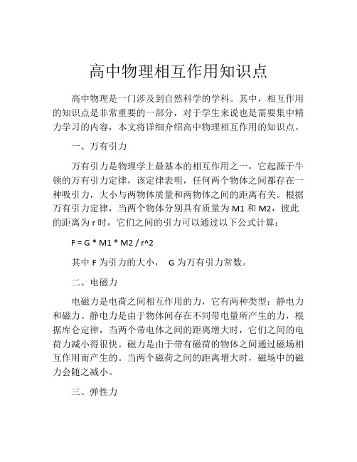 高中物理相互作用知识点