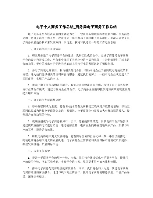 电子个人商务工作总结_商务局电子商务工作总结